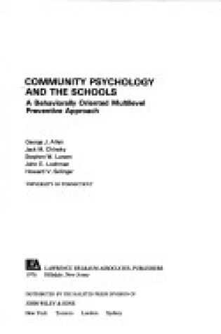 Cover of Community Psychology and Schools