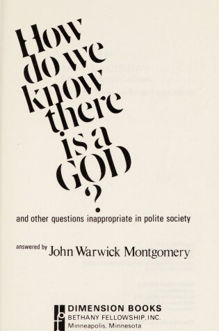 Cover of How Do We Know There is a God?