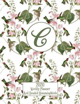 Book cover for 2020 Weekly Planner - Red Headed Hummingbirds - Personalized Letter C - 14 Month Large Print