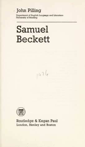 Book cover for Samuel Beckett