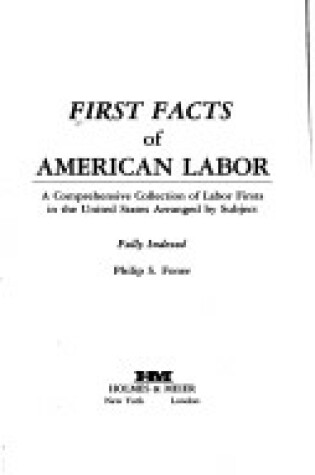 Cover of First Facts of American Labour