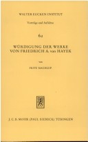 Book cover for Weurdigung Der Werke Von Friedrich A. Von Hayek