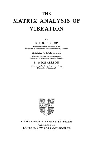 Cover of The Matrix Analysis of Vibration