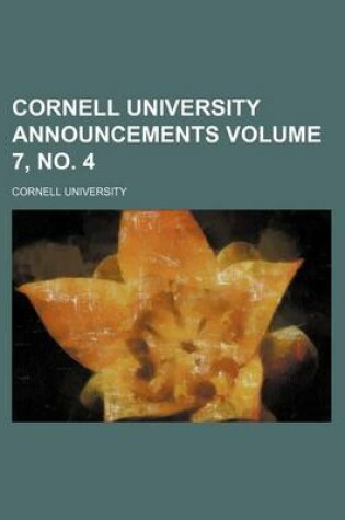 Cover of Cornell University Announcements Volume 7, No. 4