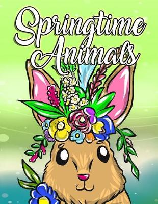 Book cover for Adorable Springtime Animals for Adults Coloring Book