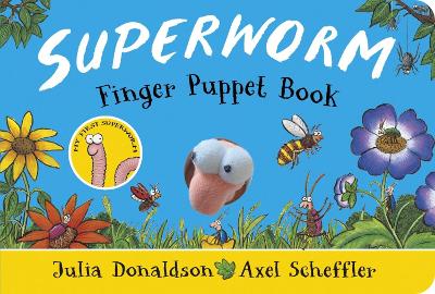 Book cover for Superworm Finger Puppet Book - the wriggliest, squiggliest superhero ever!