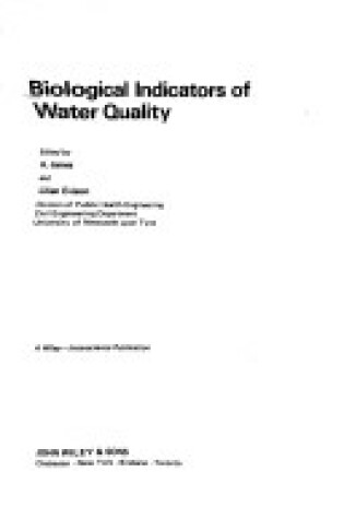 Cover of Biological Indication of Water Quality