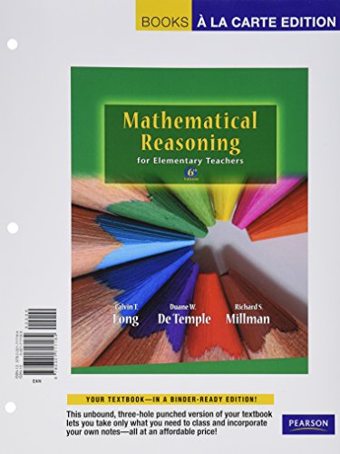 Book cover for Mathematical Reasoning for Elementary School Teachers, Books a la Carte Edition