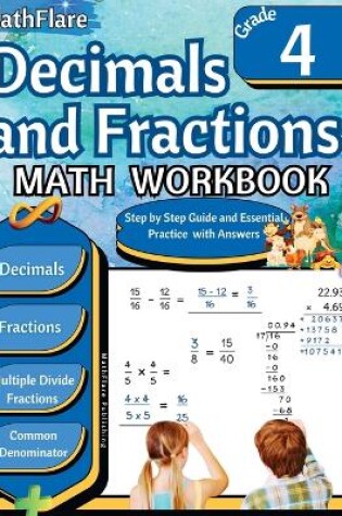 Cover of Decimals and Fractions Math Workbook 4th Grade