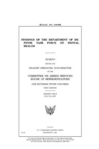 Cover of Findings of the Department of Defense Task Force on Mental Health