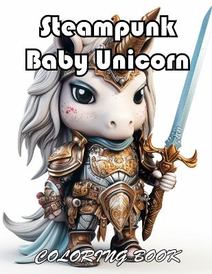 Book cover for Steampunk Baby Unicorn Coloring Book for Adults