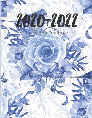 Book cover for 2020-2022 Three 3 Year Planner Blue Bird Flowers Monthly Calendar Gratitude Agenda Schedule Organizer