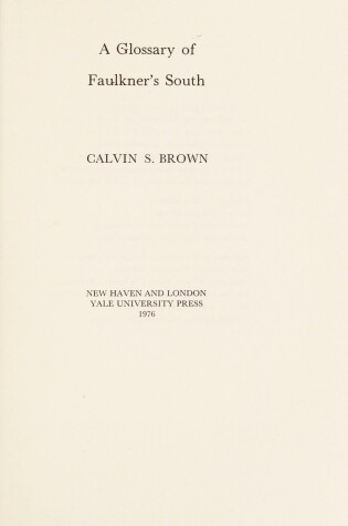 Cover of A Glossary of Faulkner's South