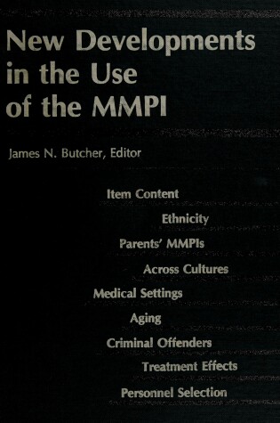 Cover of New Devlpmts in Use of Mmpi CB