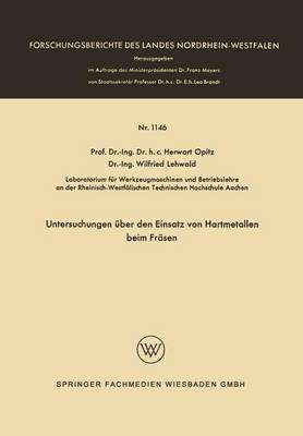 Book cover for Untersuchungen UEber Den Einsatz Von Hartmetallen Beim Frasen
