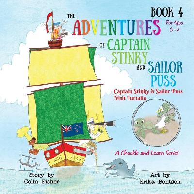 Book cover for Captain Stinky and Sailor Puss visit Turtalia