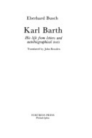 Cover of Barth His Life from Letters