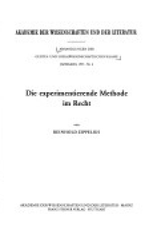 Cover of Die Experimentierende Methode Im Recht