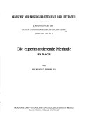 Book cover for Die Experimentierende Methode Im Recht