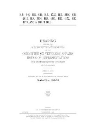 Cover of H.R. 348, H.R. 843, H.R. 1735, H.R. 2206, H.R. 2612, H.R. 3936, H.R. 4065, H.R. 4172, H.R. 4173, and a draft bill