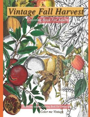 Book cover for Vintage Fall harvest coloring book for adults