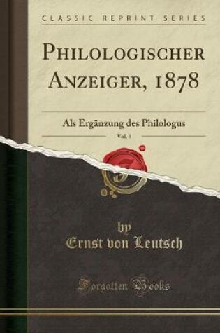 Cover of Philologischer Anzeiger, 1878, Vol. 9