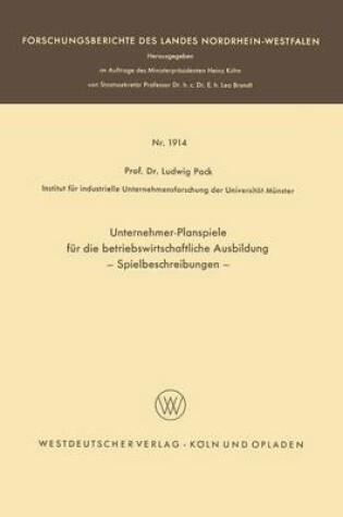 Cover of Unternehmer-Planspiele für die betriebswirtschaftliche Ausbildung