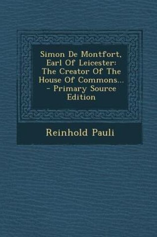 Cover of Simon de Montfort, Earl of Leicester