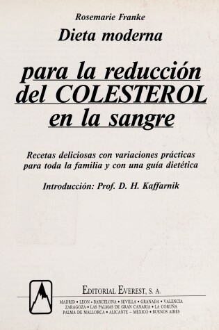Cover of Dieta Moderna Para Reduccion Colesterol