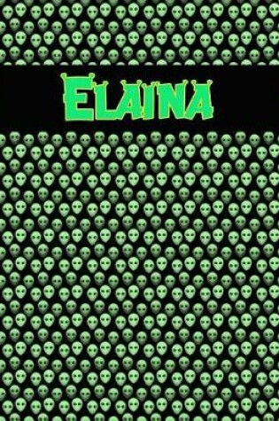 Cover of 120 Page Handwriting Practice Book with Green Alien Cover Elaina