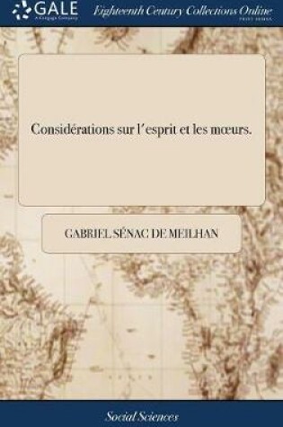 Cover of Considerations Sur l'Esprit Et Les Moeurs.