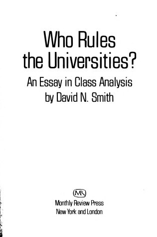 Cover of Who Rules the Universities?