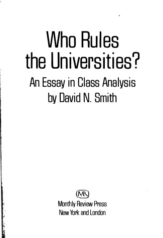 Book cover for Who Rules the Universities?