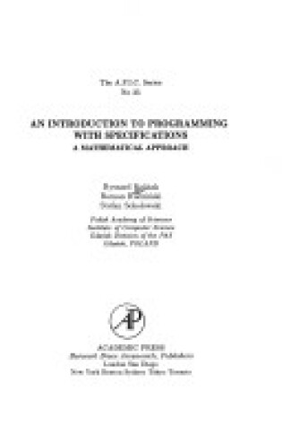 Cover of An Introduction to Programming with Specifications