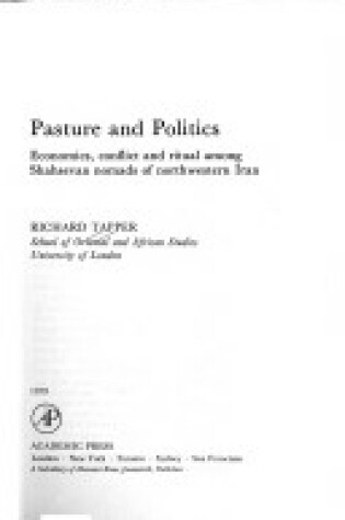 Cover of Pasture and Politics