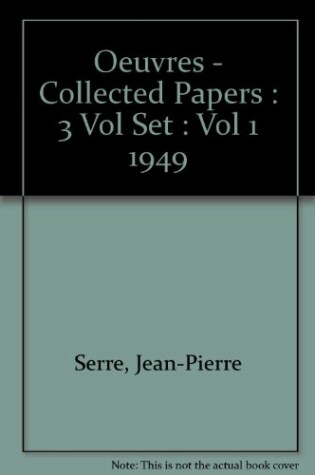 Cover of Oeuvres - Collected Papers : 3 Vol Set : Vol 1 1949