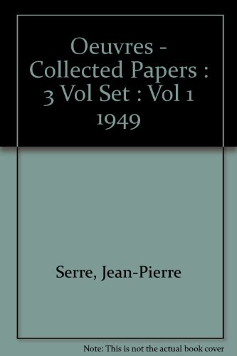 Book cover for Oeuvres - Collected Papers : 3 Vol Set : Vol 1 1949