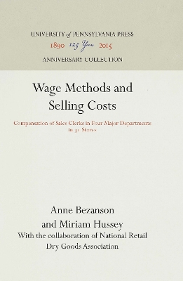 Cover of Wage Methods and Selling Costs