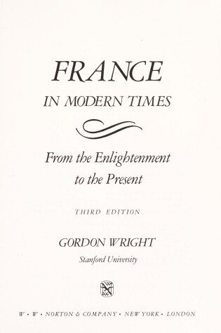 Cover of FRANCE IN MODERN TIMES 3E CL