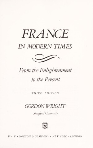 Book cover for FRANCE IN MODERN TIMES 3E CL