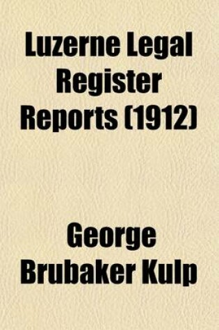 Cover of Luzerne Legal Register Reports Volume 15