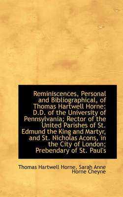 Book cover for Reminiscences, Personal and Bibliographical, of Thomas Hartwell Horne