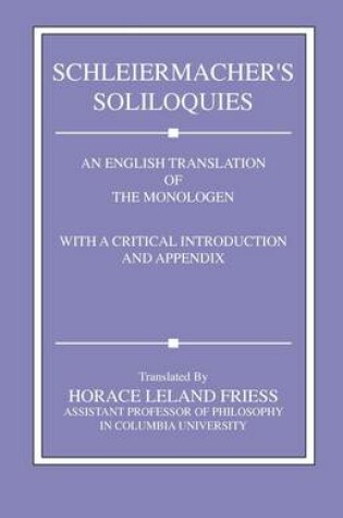 Cover of Schleiermacher's Soliloquies