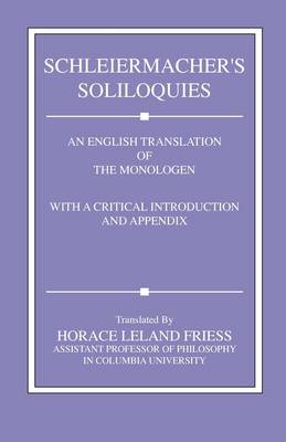 Book cover for Schleiermacher's Soliloquies