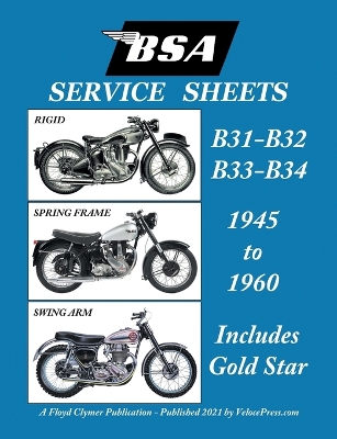 Book cover for BSA B31 - B32 - B33 - B34 'Service Sheets' 1945-1960 for All Pre-Unit Rigid, Spring Frame and Swing Arm Models