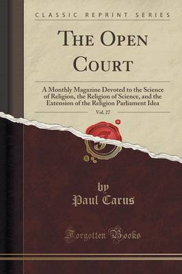 Book cover for The Open Court, Vol. 27