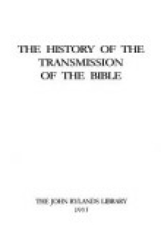 Cover of A History of the Transmission of the Bible