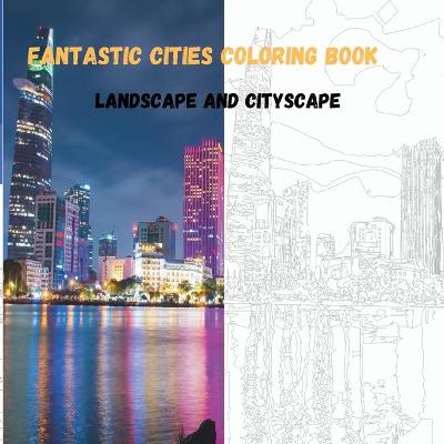 Book cover for fantastic cities coloring book