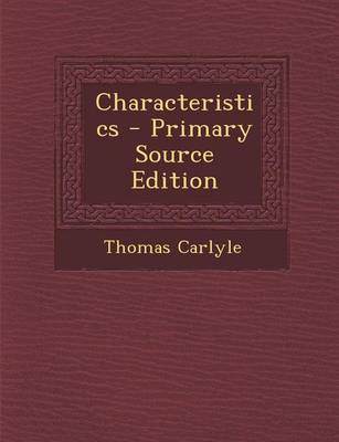 Book cover for Characteristics - Primary Source Edition