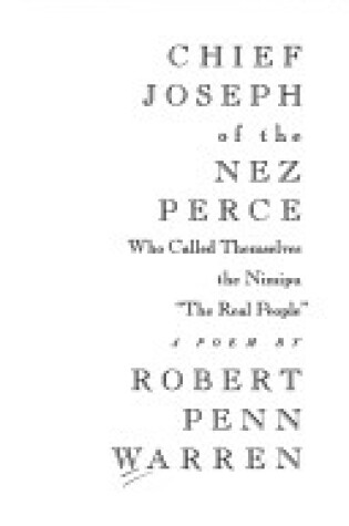 Cover of Chief Joseph of Nez PR